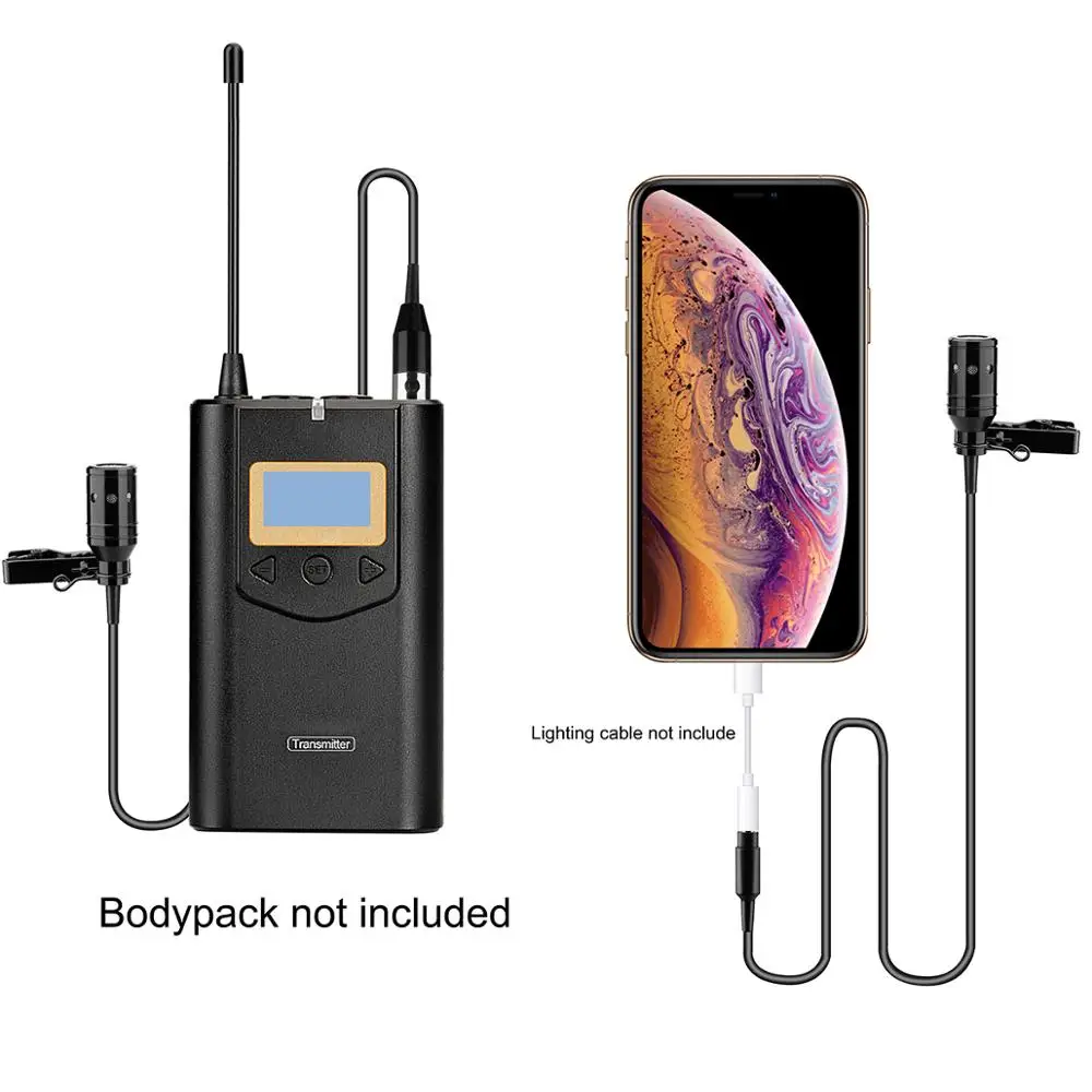 KIMAFUN Professional Lavalier Lapel Cardioid Condenser Microphone For AKG Wireless BodyPack Transmitter 3-pin XLR female