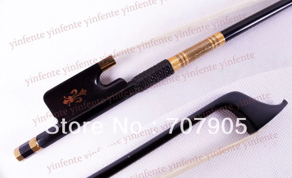 

One 4/4 Cello Bow Black Carbon Fiber High quality Flower inlaid
