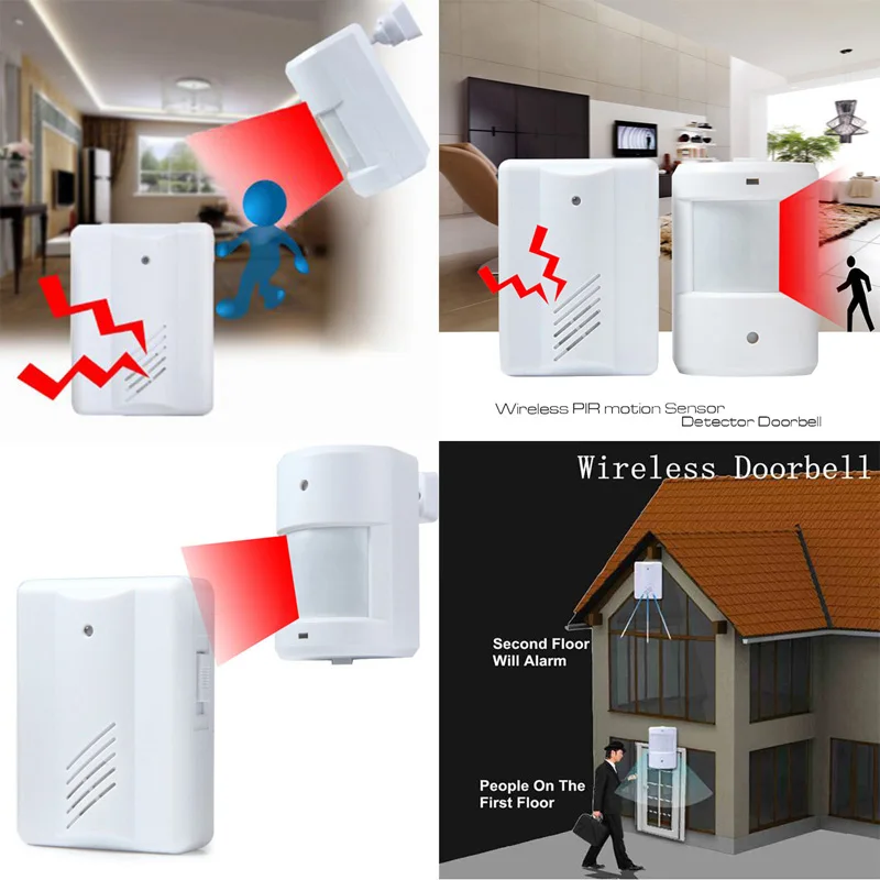 PIR Infrared Sensor Wireless Doorbell Remote Control Motion Detector Alarm Home Security system Garage Driveway Patrol Detector
