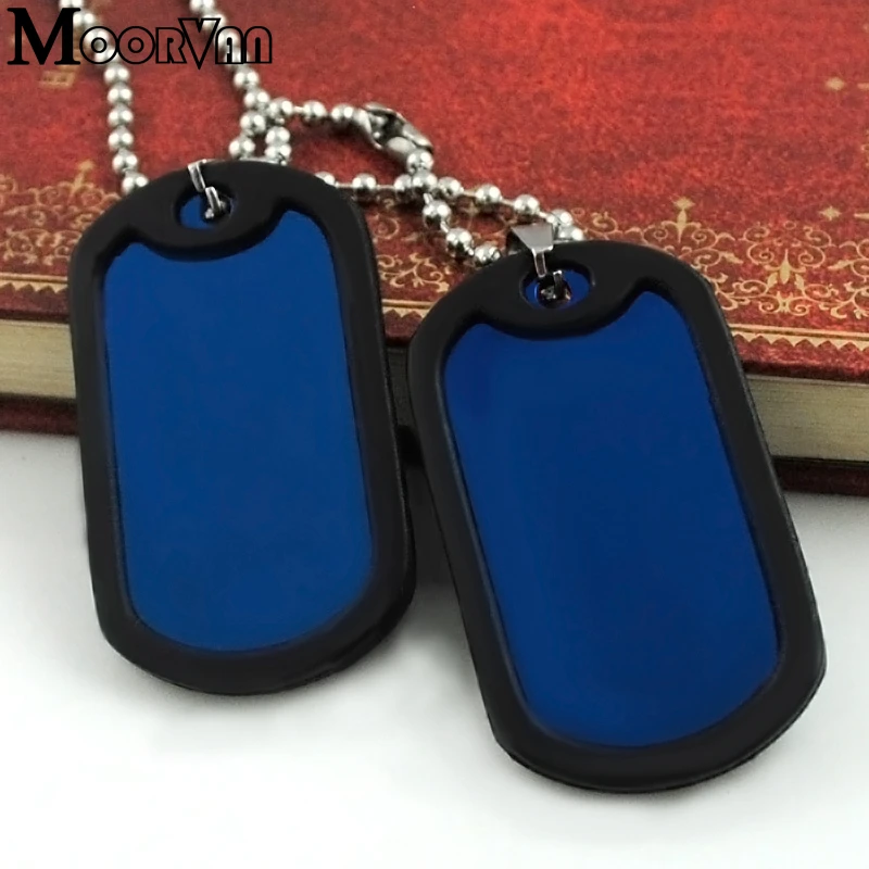 Moorvan Fashion Jewelry Stainless Steel Dog Tag Necklaces Pendant Blank, Military Dog Tag with Silencer, Wholesale,VJP19