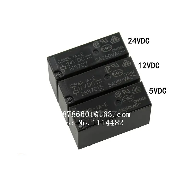 

Free Shipping 10Pcs/lot DC 5V 12V 24V G5NB-1A-E 5A 4 Pin 1 group of normally open Mini Power Relays Relay G5NB-1A-E-24VDC