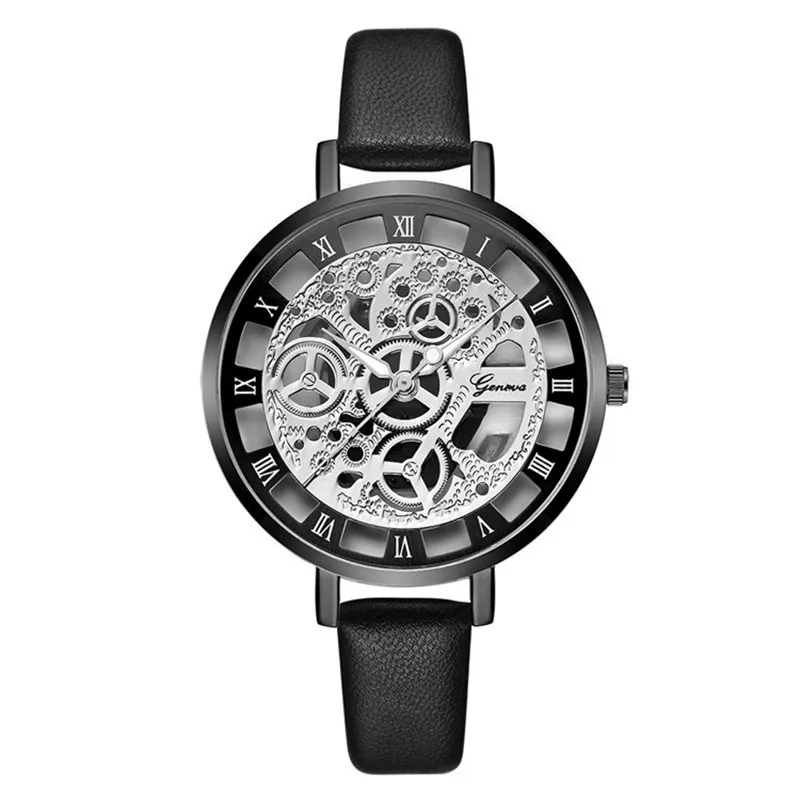 Women\'s Watch 2021 New Design Skeleton Wristwatches Ladies Watches Leather Analog Quartz Saats Zegarek Damski Relogio Feminino