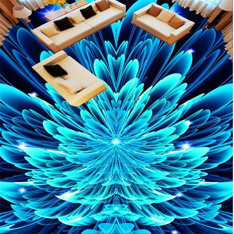 

Beibehang Custom Photo flooring Mural Wallpaper Abstract Blue Dream Floral 3D Floor Toilet Living Room Decoration 3d flooring