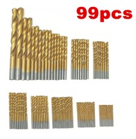 99pcs/Set Twist Drill Bit Set Saw Set HSS High Steel Titanium Coated Drill Woodworking Tool 1.5-10mm For Cordless Screwdriver