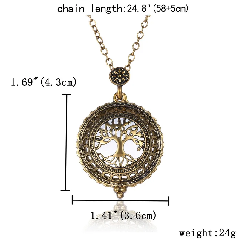 Hollow Magnifying Glass Necklaces Vintage Antique Gold  Necklaces  Pendant For Women Femme Link Chain  12 different styles