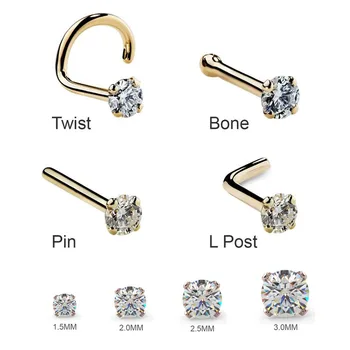 1 adet 1.5 2mm 2.5mm 20G Zirkon Burun Damızlık Steptum Burun Çıtçıt Kanca Bar Pin Burun Halkaları vücut Piercing Paslanmaz Çelik Takı