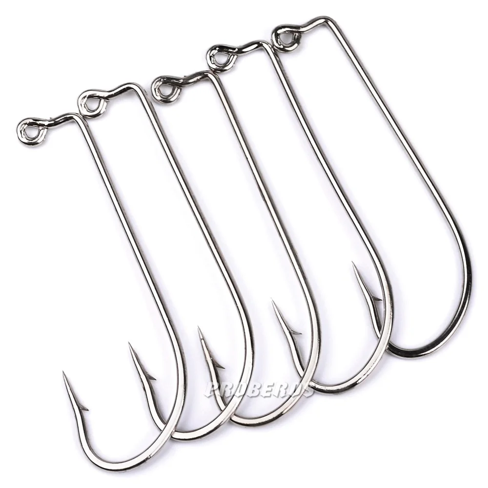 10pcs/lot Fishing Hook Jig Big Series Crank Hooks Offset High Carbon Steel Saltwater Bass Worm Hooks Carp Fishing Tackle