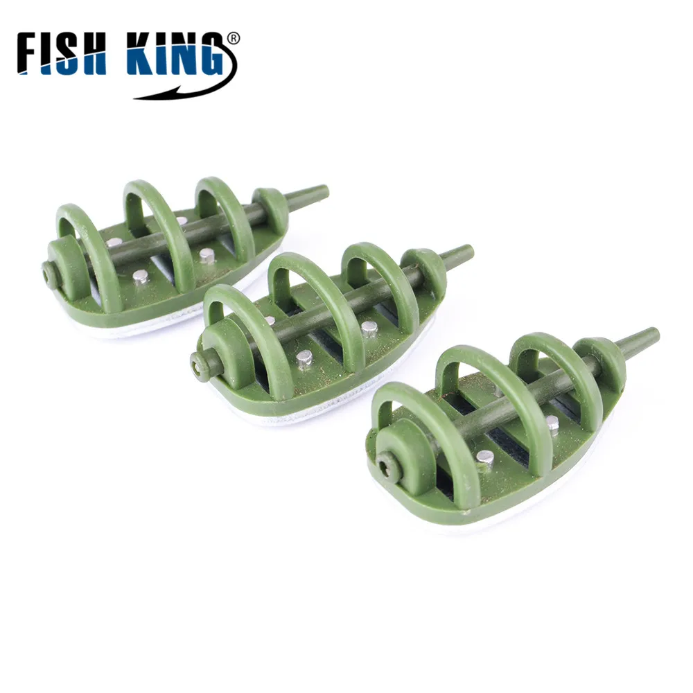 FISH KING 3PCS/LOT Weight 30G-80G Feeder Bait Cage Carp Fishing Accessory High Carbon Steel Cage Hooks Group For Carp Fishing