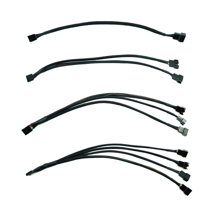 Cables de extensión de ventilador de 4 pines para CPU, Cable adaptador PWM 4 P, caja de ordenador, placa base, conectores de Cables de alimentación de 4 pines, divisor de ventilador