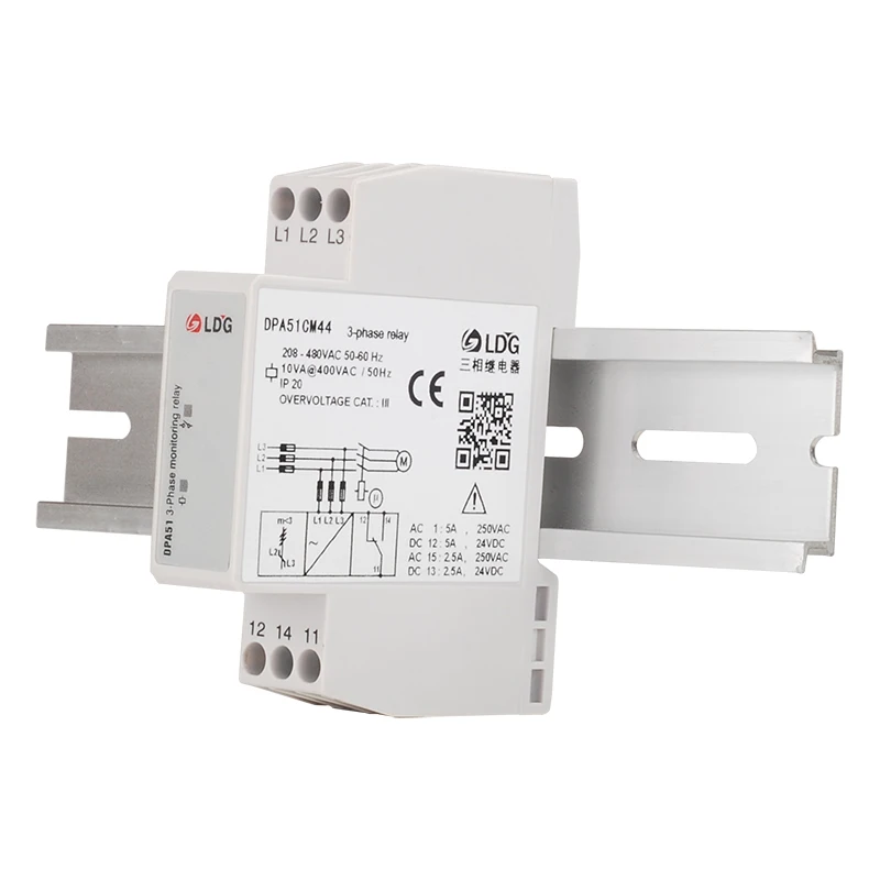 

DPA51CM44 Three 3 Phase Sequence Protection Relay 5A 220V 24VDC 250VAC DIN Rail Phase Failure Monitoring SPDT Control Relay 5pcs