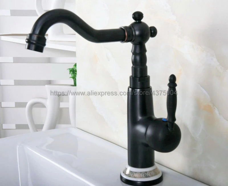 

Black Oil Rubbed Brass Bathroom Faucet finish Basin Sink Faucet Single Handle water taps Nnf655