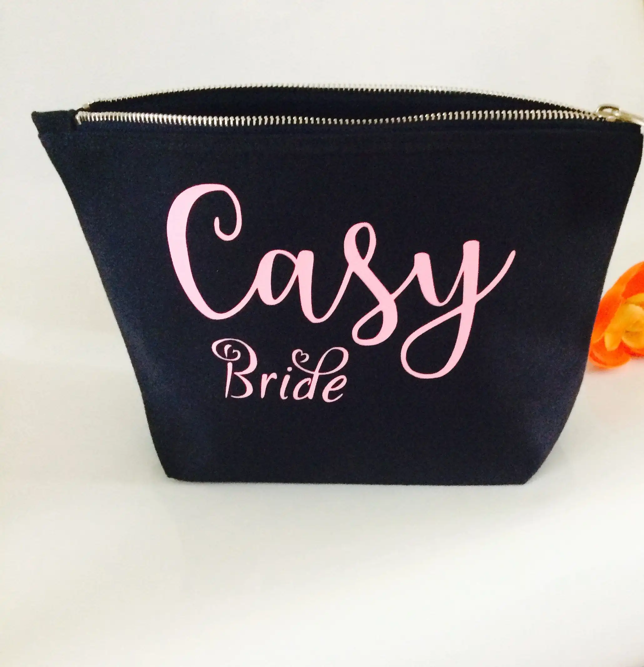 Personalize Glitter Name Text Maid Of Honor Makeup Bag, Wedding Gift Bags, Mother Of Groom Bag, Step Mom Bridesmaid Gifts Bags