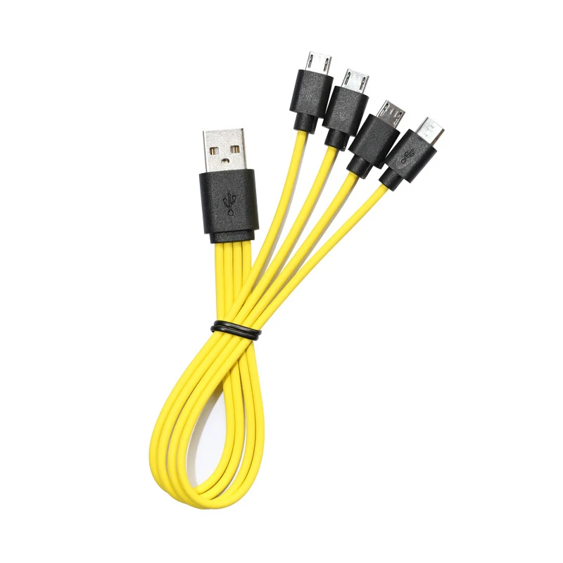 ZNTER 4 in 1 Multi-function 25cm Rechargeable Battery Charging Cable 4 Micro USB Charging Cable for 18650 Battery for Android