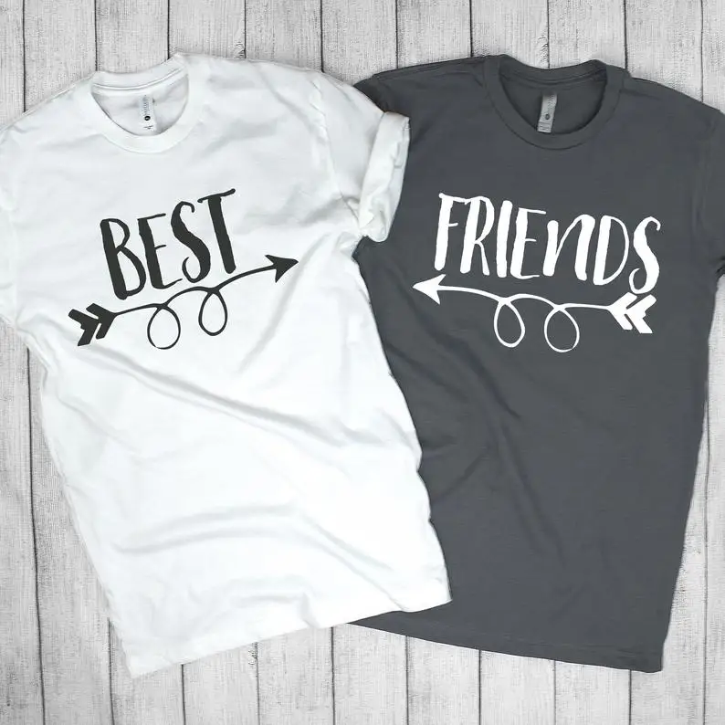 Skuggnas New Arrival Best Friend T-shirt Best Friends Matching shirts Short Sleeve Tumblr Funny bff Tees Aesthetic Clothing