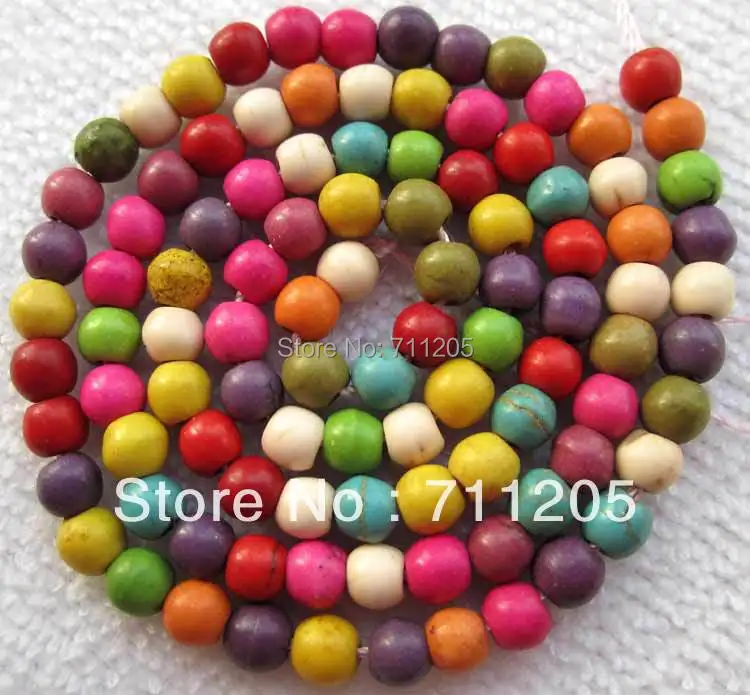 wholesale 97pcs ,4mm Multicolor Turquoises Round loose beads ,Min.Order $10, provide mixed wholesale for all items !