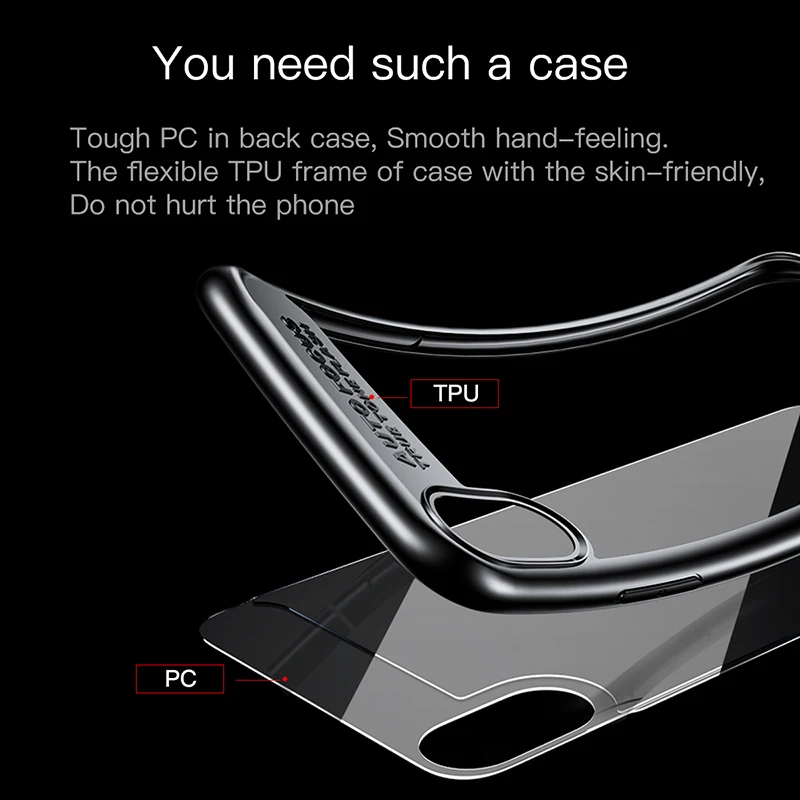 Baseus Full Protective PC & TPU Silicone Cover For iPhone X Case Coque Funda shell case for iPhoneX Luxury Case For iPhone X