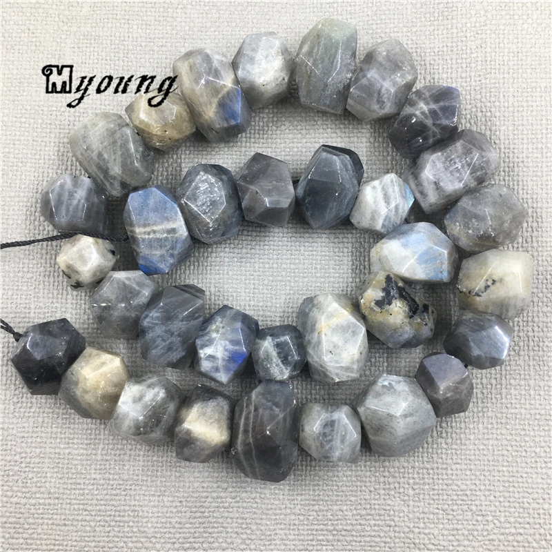 

Polished Faceted Labradorite Nugget Beads,Polyhedral Spectrolite Quartz Loose Drilled Beads For Jewelry Making MY1495