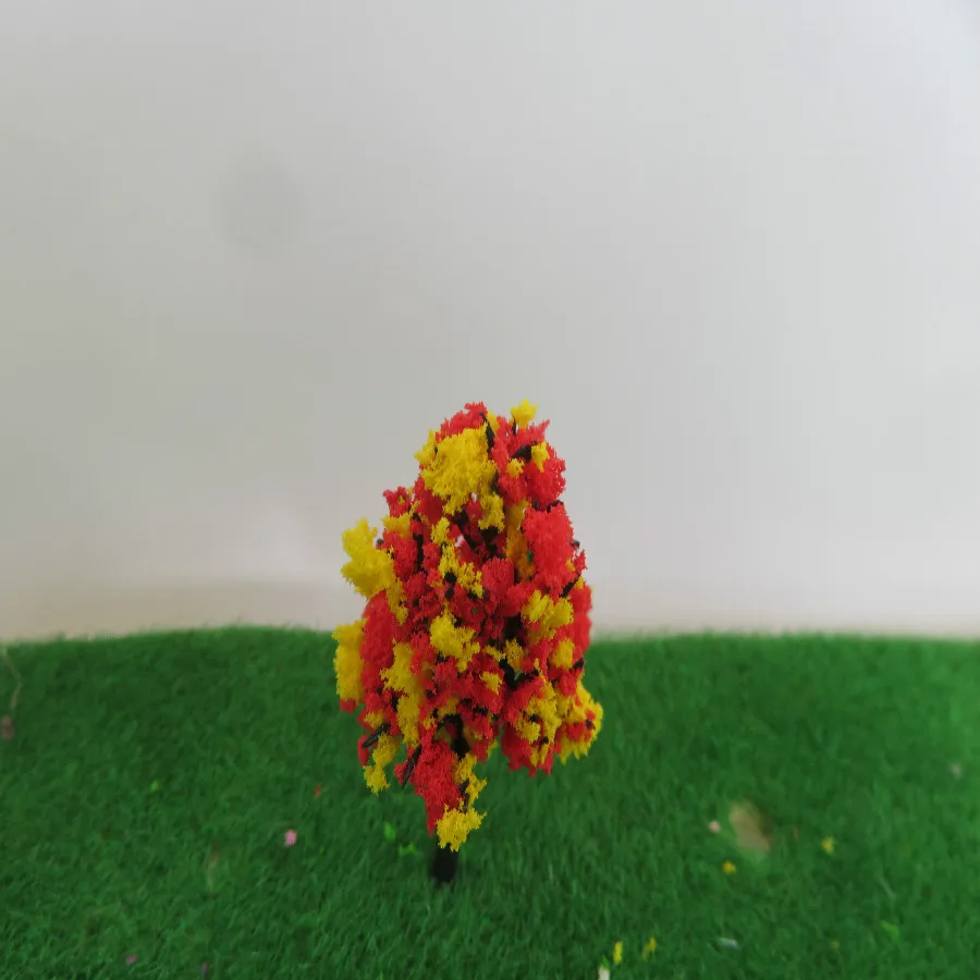 50pcs Architecture Mini Plastic Model 4cm Red Yellow Color Tree For Ho Train Layout And Railway Design Sand Model