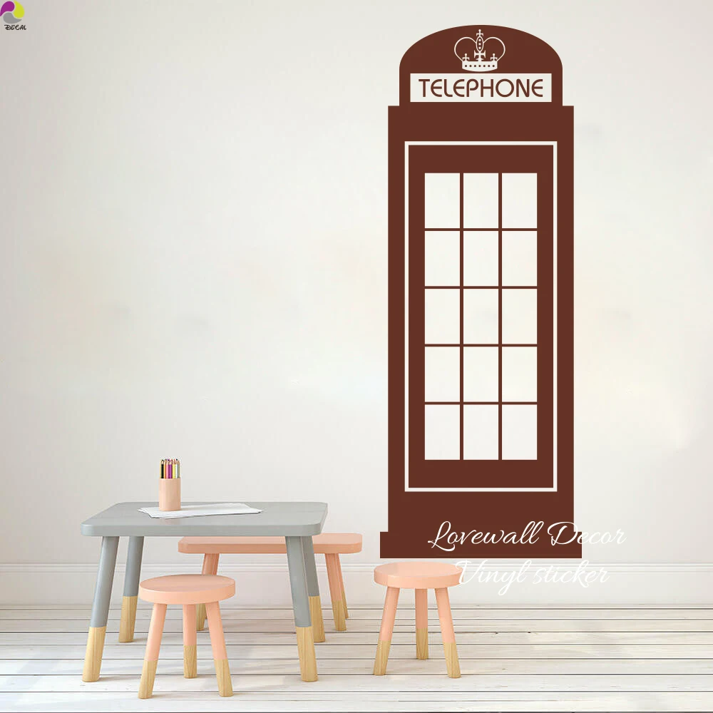 Duża London Pudełko Telefoniczne Naklejka Ścienna Salon Sofa Ogromna Retro UK Pudełko Telefoniczne Naklejka Ścienna Sypialnia Pokój Dziecięcy Winylowy Dekor Mural — zdjęcie 3