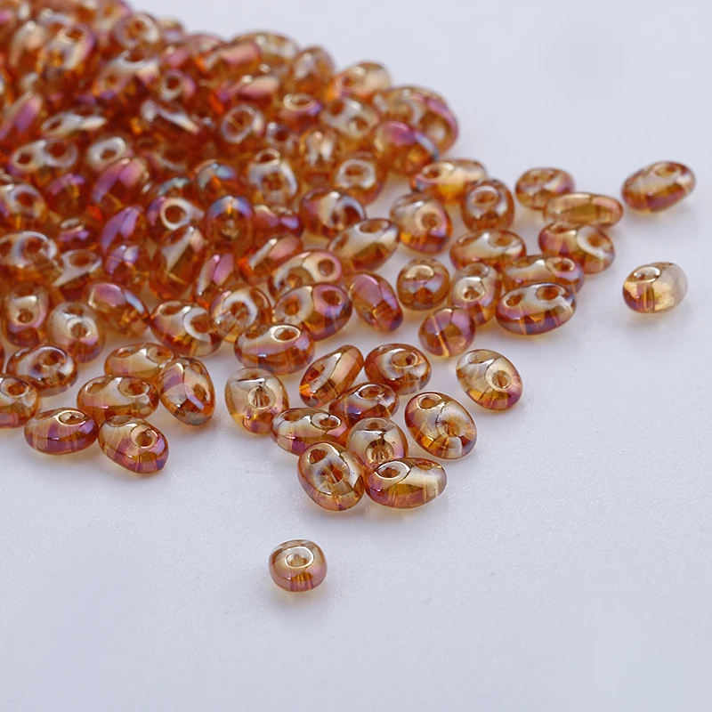 Hot new 100pcs 5x2.5mm Luster Czech Glass Seed Beads Two Hole Bead Loose beads U pick color