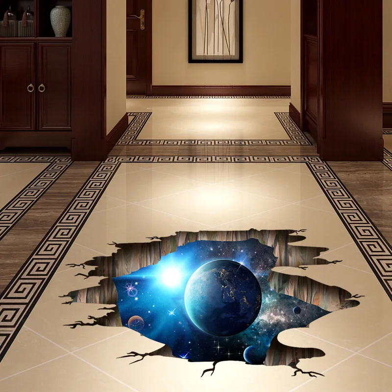 Creative 3D Brick Wall Universe Space Galaxy Floor Wall Sticker Kids Rooms Ceiling Roof Home Decoration Art Mural DIY Wallpaper