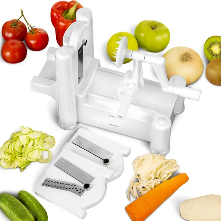 1PC 3 in 1 Hand-Cranked Spirality Fruit Chopper Vegetable Slicer Cutter Manual Grater Slicer Potato Kitchen Cooking Tool OK 1057