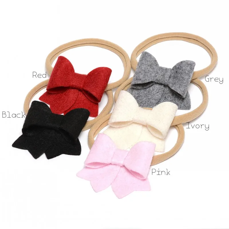 

20pcs/lot Mini Felt Bow Baby Headband Soft Elastic Nylon Headband Newborn Hair Accessory Photo Prop