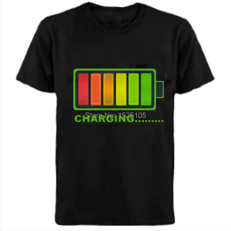 Battery Charger Design Sound Activated Led Flashing T Shirt With 2pcs AA Battery Inverter Free Shipping