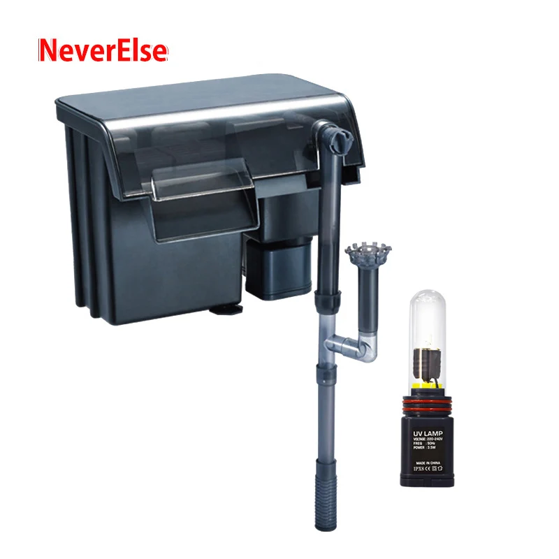 External Aquarium UV Filter Pump 4-in-1 Water Circulation Filter/UV Sterilizer/Oil Skimmer/Increase Oxygen for Fish Tank Hanging