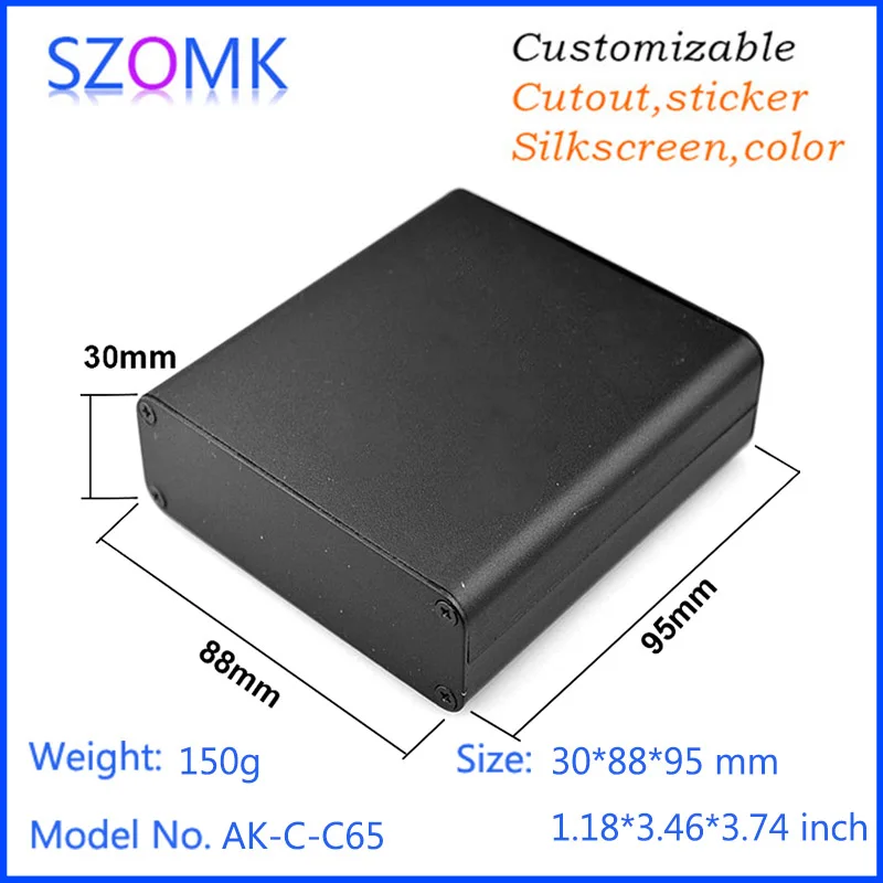 

10Pcs 30*88*95mm hot sales black aluminum instrument enlcosure szomk diy box enclosure for electronics aluminum project box