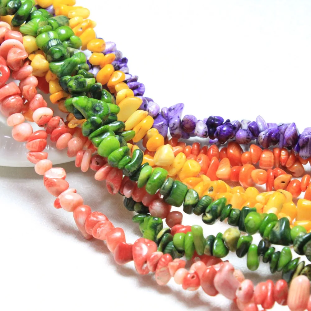 Wholesale 8  Gravel irregular Dye Color Natural Coral 5-8 mm Stone Beads For Jewelry Making DIY Bracelet Necklace Strand 34\'\'