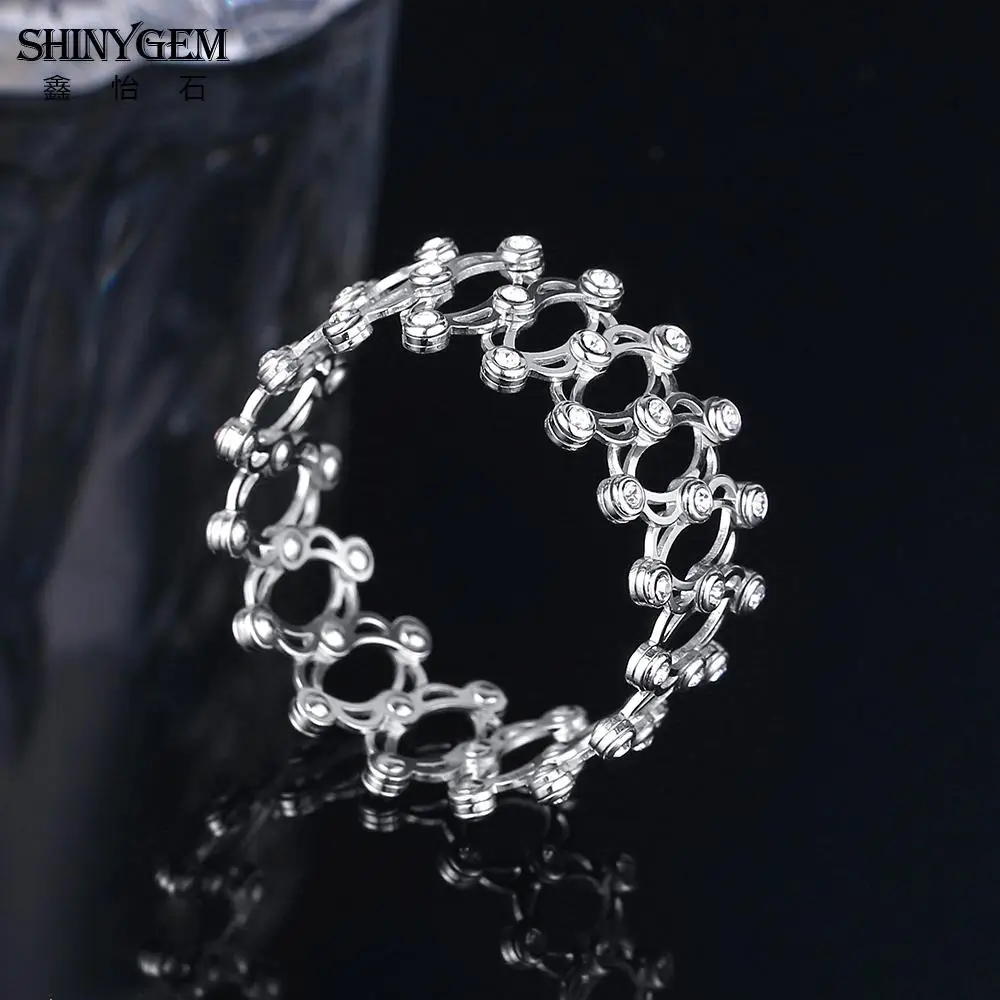 ShinyGem Fashion 925 Sterling Silver Extendable Round Hollow Rings Bangles Inlay Zircon Adjustable Dual-Use Bracelets For Women