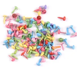 4.5x8.5mm 200pcs Mix Color Mini Round Brad Embellishment For Scrapbooking Fastener Brads DIY Metal Crafts Paper Home Decor c2162