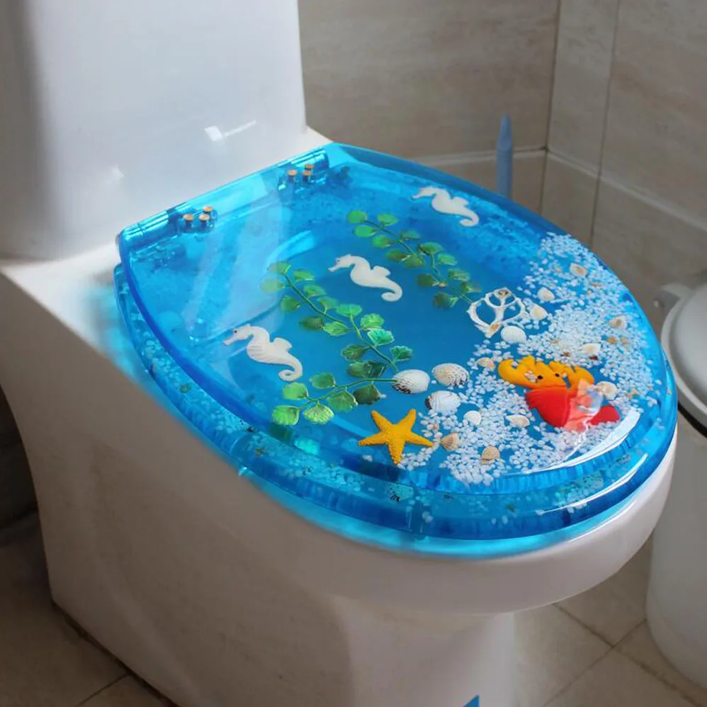 48*38 Cm Bermutu Tinggi Biru Muda Yang Indah Resin Toilet Kursi Penutup