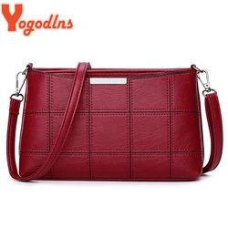 Yogodlns Women small solid Plaid Bag PU Leather Shoulder Bags Women Crossbody Bag Ladies Designer High Quality retro purse