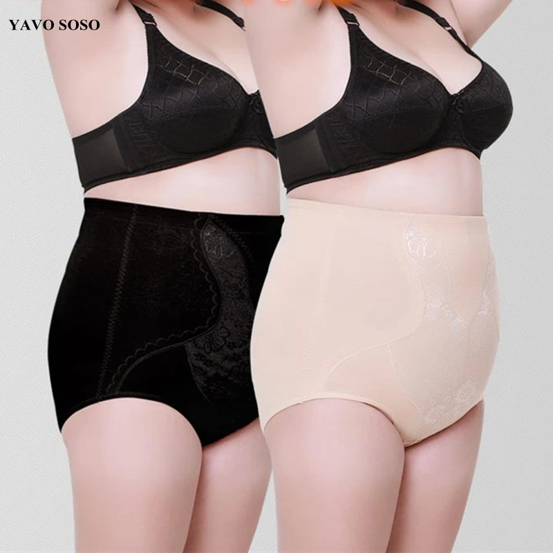 

YAVO SOSO Breathable Sexy lace Plus Size 5XL high waist women underwear abdomen pants control panties slim body shaping shapers