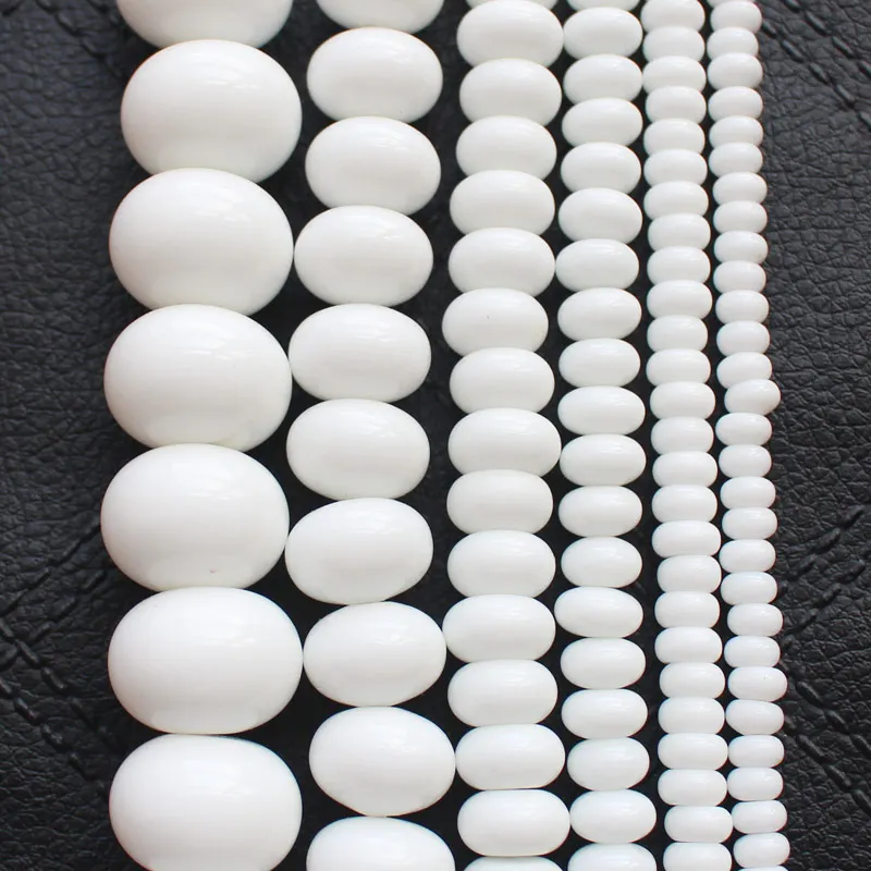 White porcelain agates Rondelle shape Loose Beads 15 inch per strand