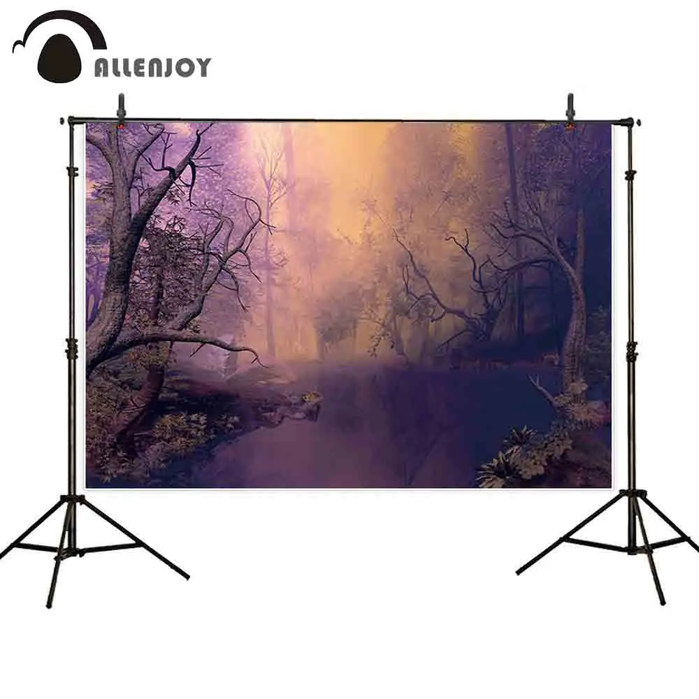 Allenjoy 사진 배경 할로윈 정글 안개 숲 풍경 호수 배경 photocall 사진 촬영 소품 장식 스튜디오