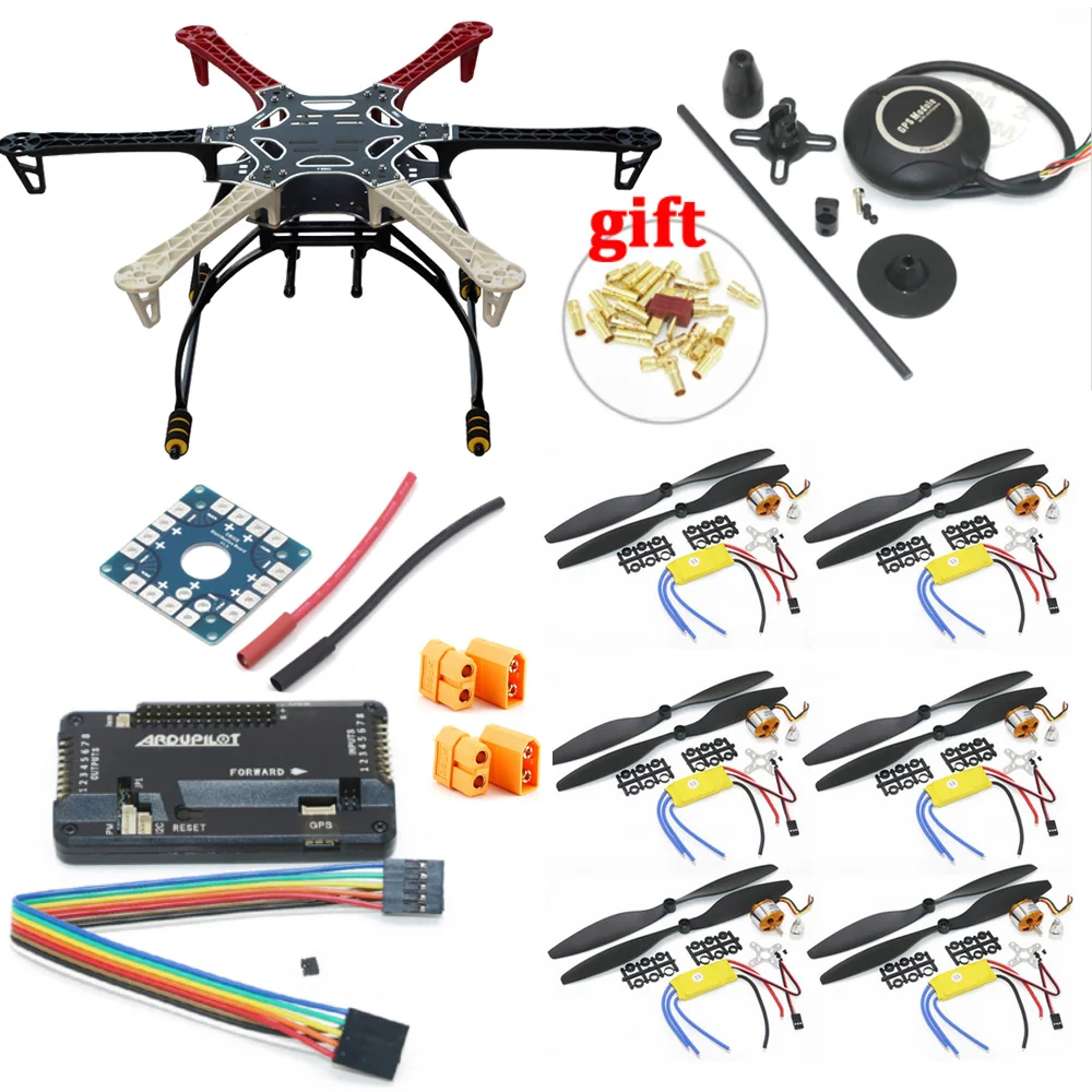 F550 Hexacopter Frame With Landing Gear kit w/ APM2.8 Flight control 7M GPS A2212 1000KV 30A ESC Flysky FS-i6 TX For Rc Drone