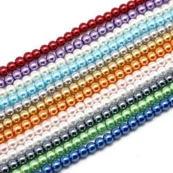 Wholesale Painted Colors 4mm 6mm 8mm 10mm Round Shape Imitation Glass Pearl Beads for Jewelry Findings Choker Necklace Craft DIY