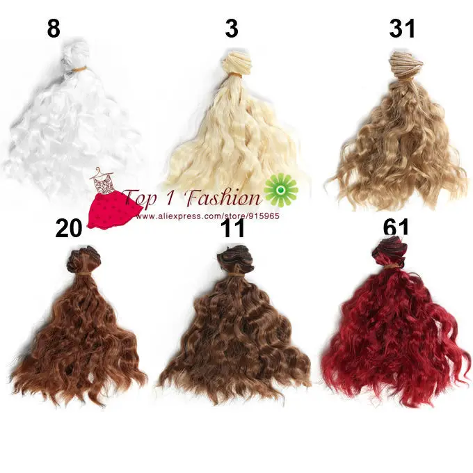 5 pieces/lot thick diy doll wigs 15cm*100CM  imitation woollen curl natural color doll hair for OB SD for  1/3 1/4 BJD