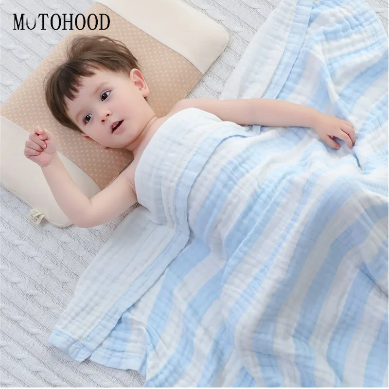 MOTOHOOD 100% Cotton Baby Blankets Newborn Super Soft Muslin Baby Swaddle Wrap Summer Baby Boy Blanket Baby Room Accessories