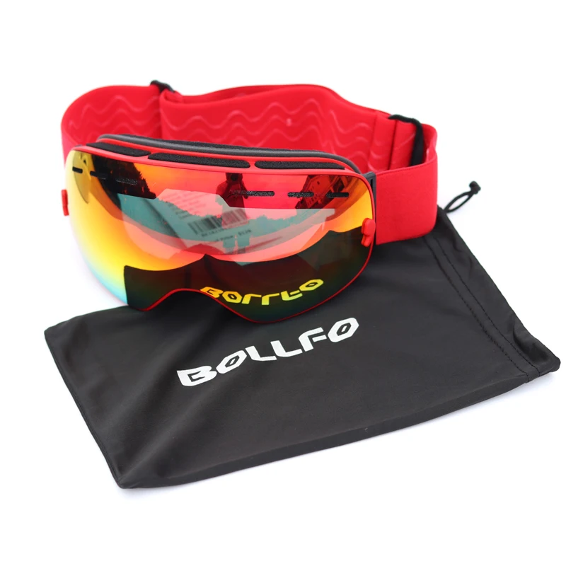 UV400 BOLLFO marca óculos de esqui dupla camada anti-fog máscara de esqui das mulheres dos homens óculos de esqui snowboard ócul