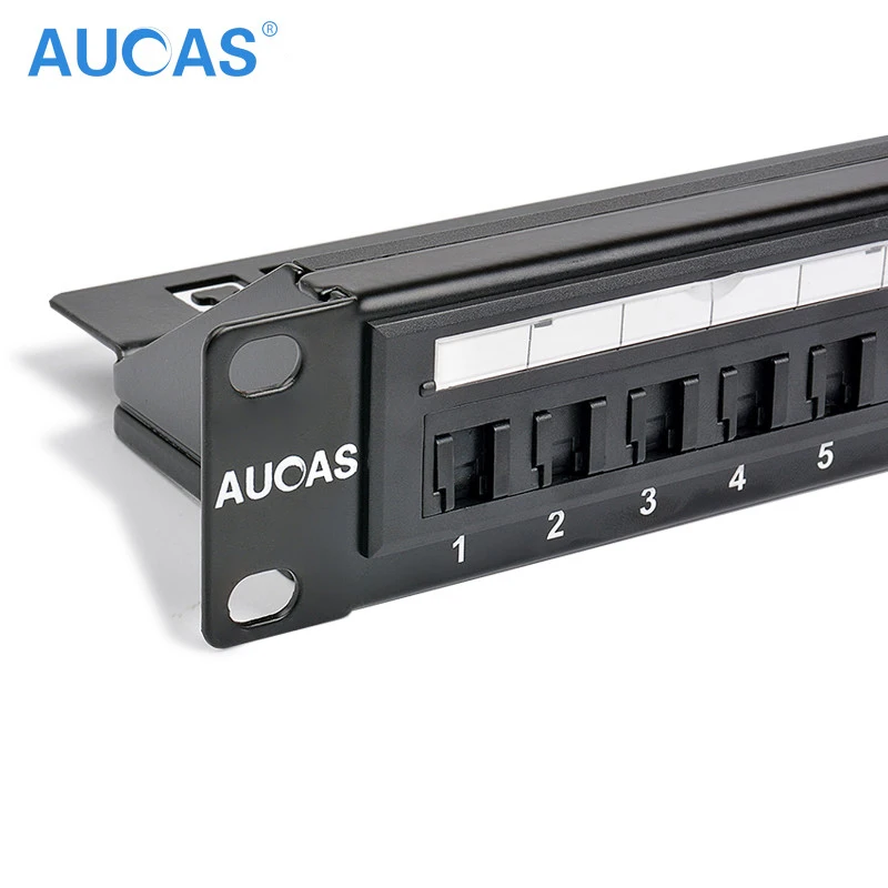 AUCAS Anti Dust CAT5E 24 Ports Patch Panel Frame with RJ45 keyston module jack connector plug adapters