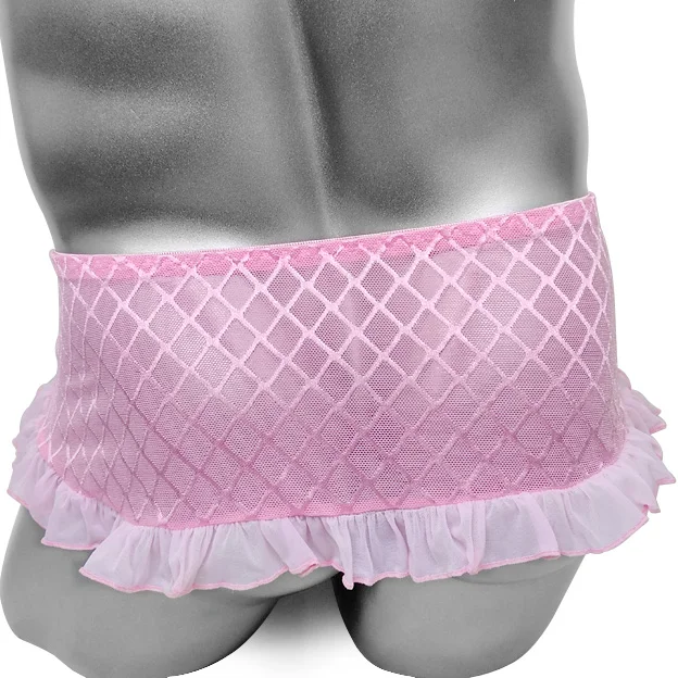 Plaid Lace Sissy Skirted Sexy Panties See through Gay Male Underwear Fetish Collection Mens Skirt Pink Underwear Underpants