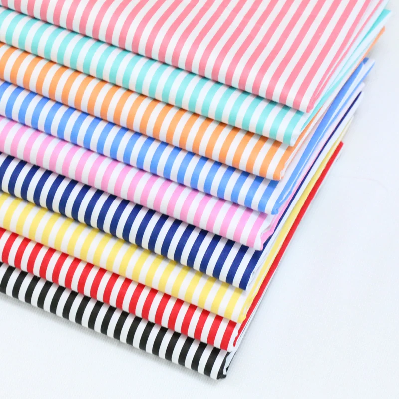 Delicate Pink/Red/Yellow/Blue Stripe  100% cotton Fabric Quilting fabric Clothes Home Textile Bedding Sewing Doll Cloth DIY A65