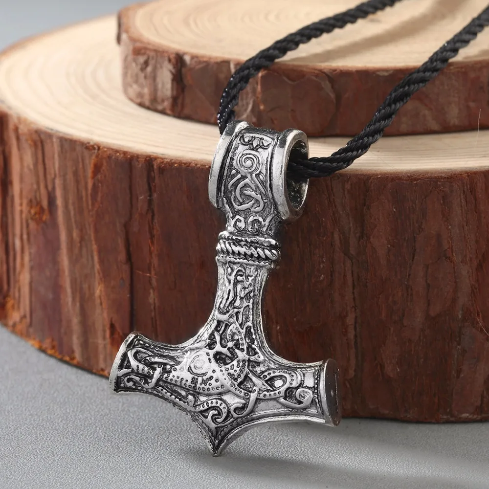 CHENGXUN Men Viking Odin Axe Head Thors Hammer Mjolnir Pendant Necklace Norse Jewelry Punk Style Scandinavian for Boyfriend