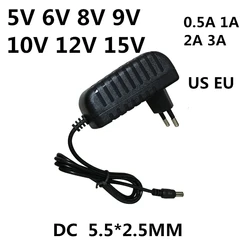 Russia 3V 5V 6V 7.5V 10V 9V 12V 0.5A 1A 2A 3A US EU AC a DC adattatore di alimentazione 5.5*2.5 Monitor regolazione caricatore adattatore cavo SMPS