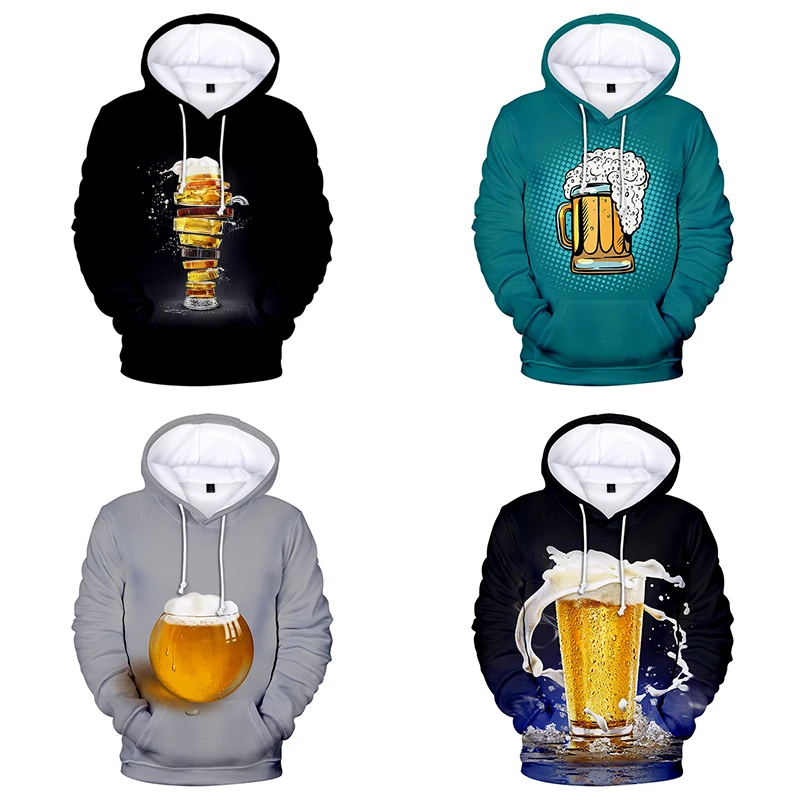 3d Print Funny Beer Hoodies Pullover Fashion Men Women Hoodie Hoody Casual Long Sleeve Sport Harajuku 3D Hooded Sweatshirts Tops