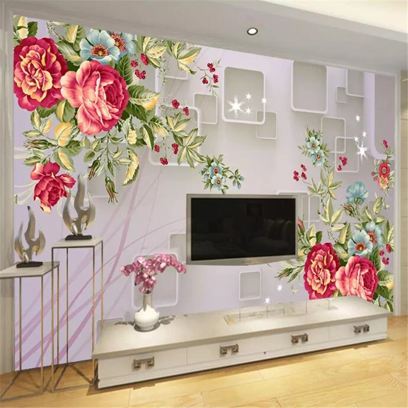 wellyu Customized wallpaper papel pintado pared Hand-painted peony flower beautiful three-dimensional background wall behang